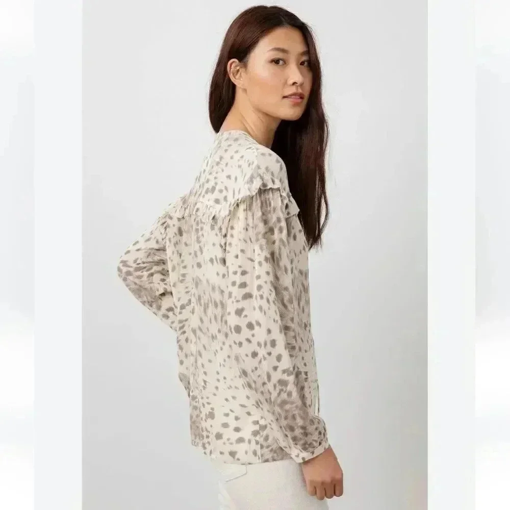 Rails Lydia Puma Animal Print Long Sleeve Lightweight Top Blouse M